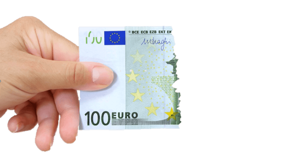Geldschein zerrissen - die Macht der Inflation